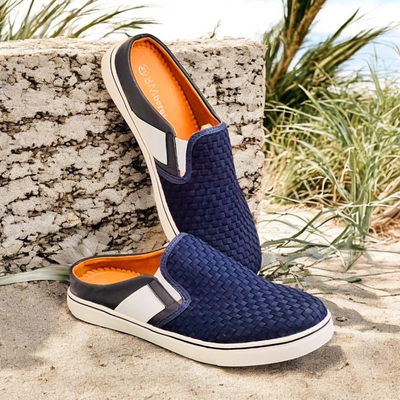 bernie mev. Shoes - Bernie Mev Slip On Mules Sz EU 41 Woven Elastic Memory Foam Artemis Walking Navy